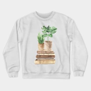 Cute Boho Plants and Books Crewneck Sweatshirt